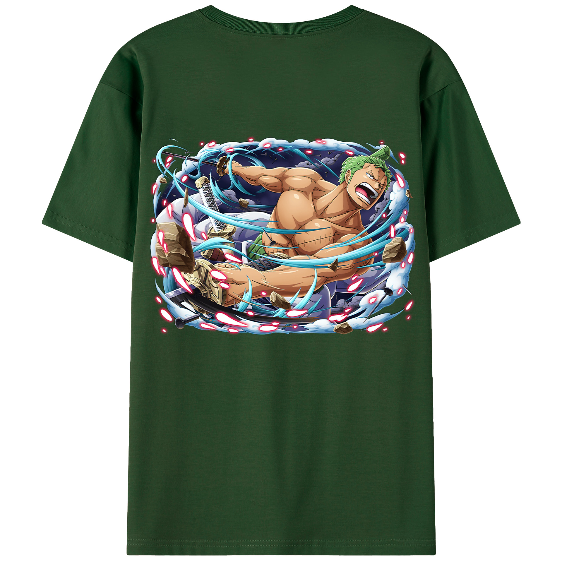 ワンピース ロロノア・ゾロ ONE PIECE Roronoa Zoro 綿100％半袖Tシャツ（背面プリント）